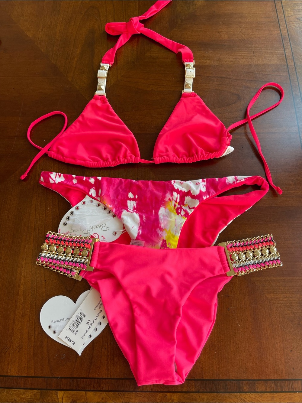 NWT beach bunny bikini trio top xl and two bottoms L and XL (3 pieces)